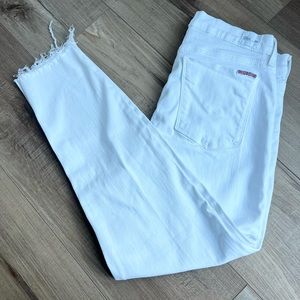 Hudson Harkin Super Skinny White Jeans Sz 28 Raw Hem